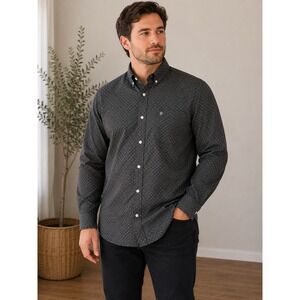 Rafter C ProFlex 45 Mens XL Button Down Shirt Black Geometric Western Cotton